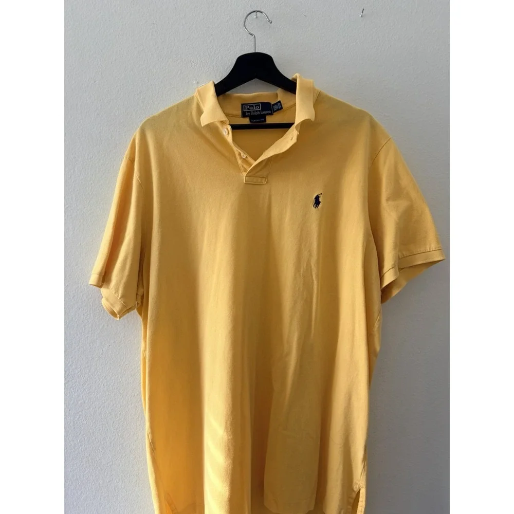 Polo Ralph Lauren Yellow Pima Cotton Custom Fit Polo Shirt Mens Size XXL